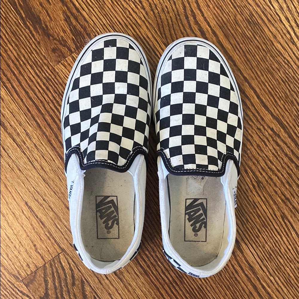 Vans Checkered Slip-On Shoes - Black and White